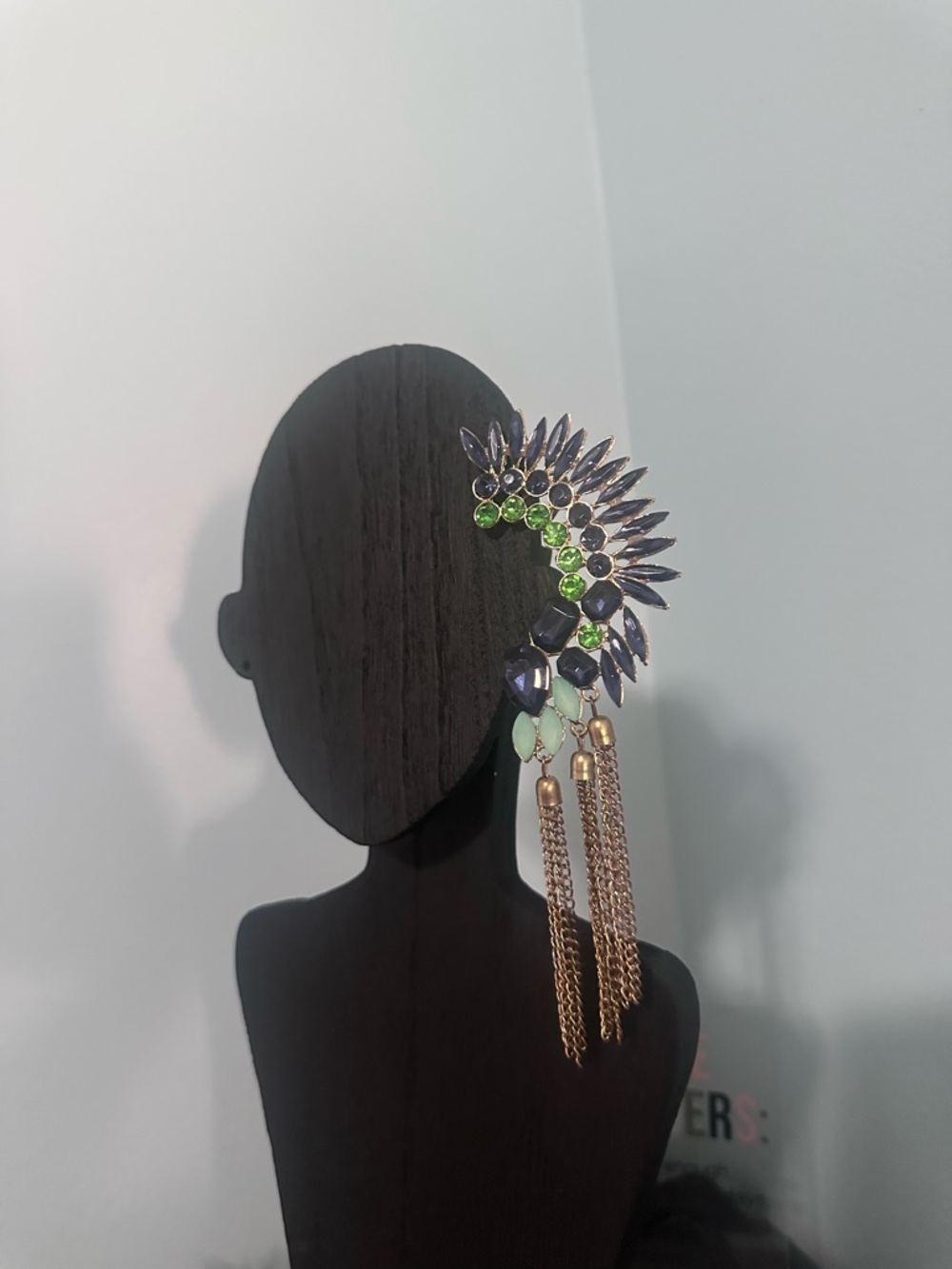 Bundle and save! Statement Ear Cuff with Green and Navy Stones